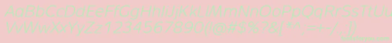 MetronLightProItalic Font – Green Fonts on Pink Background