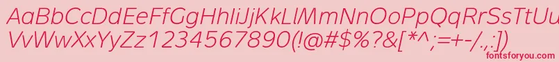 MetronLightProItalic Font – Red Fonts on Pink Background