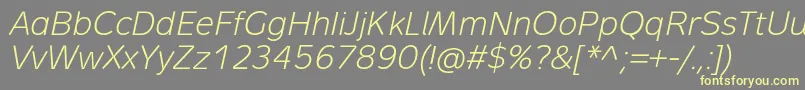 Шрифт MetronLightProItalic – жёлтые шрифты на сером фоне