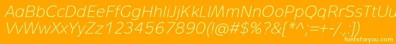 Czcionka MetronLightProItalic – żółte czcionki na pomarańczowym tle