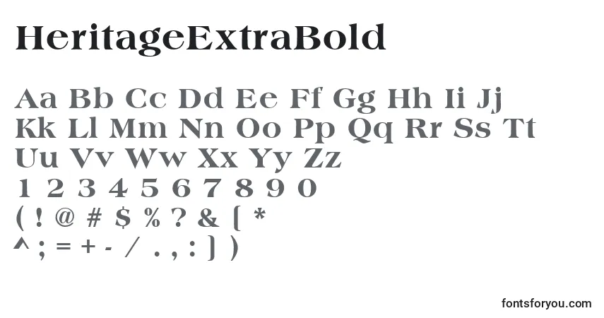 A fonte HeritageExtraBold – alfabeto, números, caracteres especiais