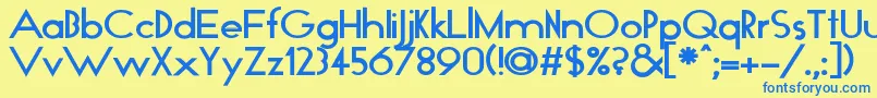フォントGloBold – 青い文字が黄色の背景にあります。
