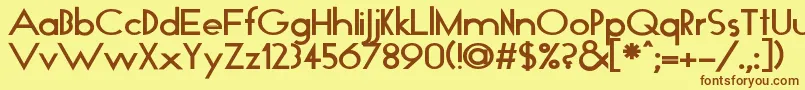 GloBold-Schriftart – Braune Schriften auf gelbem Hintergrund