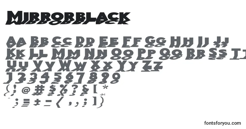 Mirrorblack-fontti – aakkoset, numerot, erikoismerkit