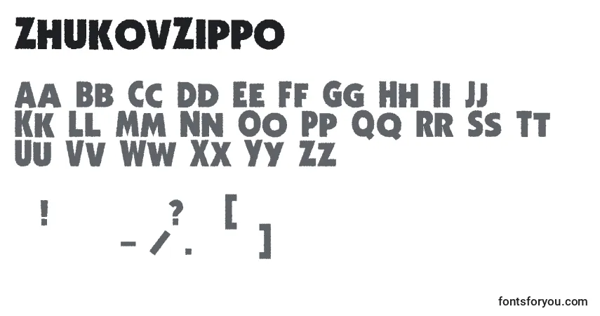 Schriftart ZhukovZippo – Alphabet, Zahlen, spezielle Symbole