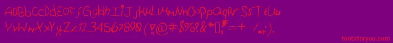 フォントJustbreathe – 紫の背景に赤い文字