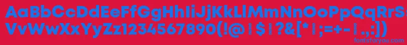 MontHeavydemo Font – Blue Fonts on Red Background