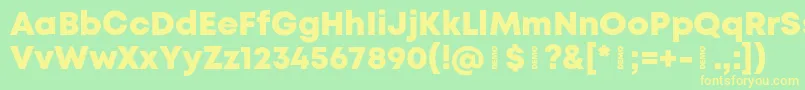 MontHeavydemo Font – Yellow Fonts on Green Background