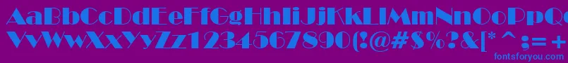 フォントBroadwayBt – 紫色の背景に青い文字