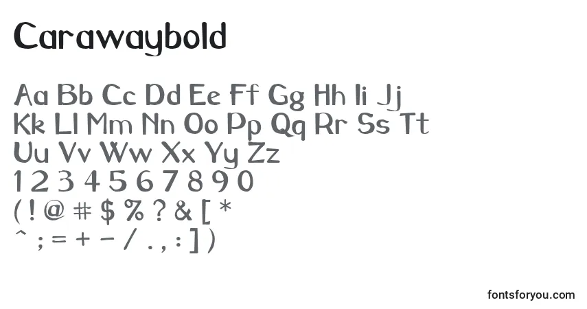 Schriftart Carawaybold – Alphabet, Zahlen, spezielle Symbole