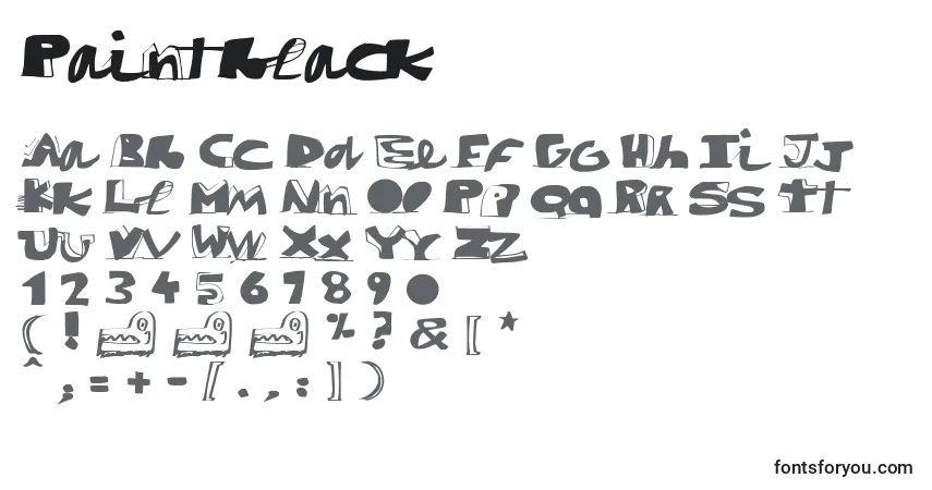 A fonte Paintblack – alfabeto, números, caracteres especiais