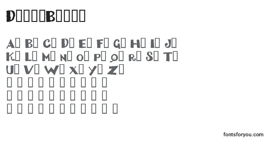 Czcionka DizzyBitch – alfabet, cyfry, specjalne znaki