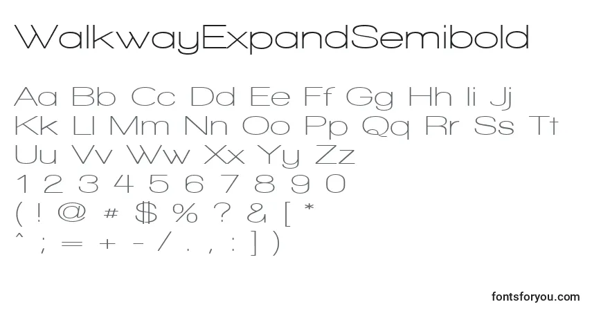 A fonte WalkwayExpandSemibold – alfabeto, números, caracteres especiais