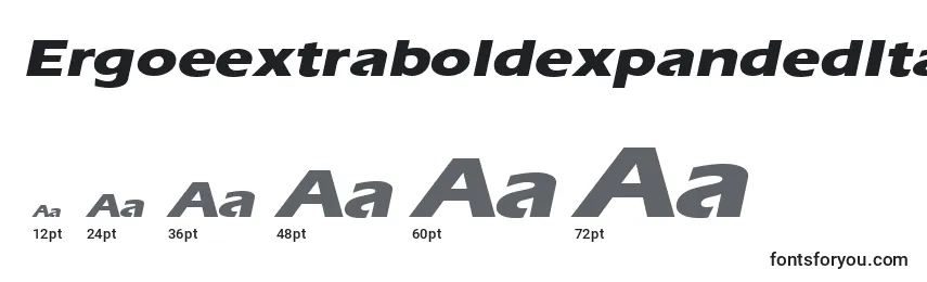 Размеры шрифта ErgoeextraboldexpandedItalic