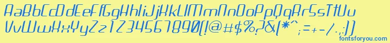 Fonte ArbekaLightitalic – fontes azuis em um fundo amarelo