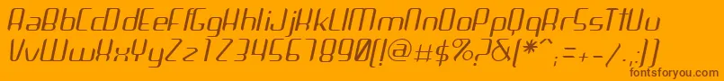 ArbekaLightitalic-Schriftart – Braune Schriften auf orangefarbenem Hintergrund