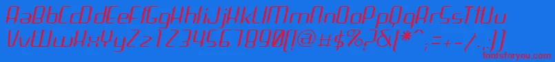 Czcionka ArbekaLightitalic – czerwone czcionki na niebieskim tle