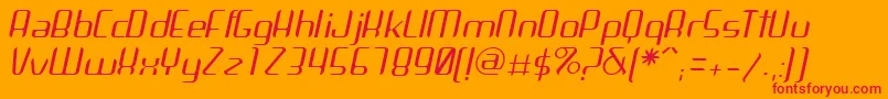 Czcionka ArbekaLightitalic – czerwone czcionki na pomarańczowym tle