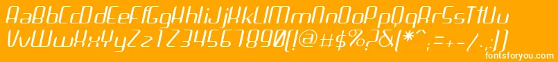 ArbekaLightitalic-fontti – valkoiset fontit oranssilla taustalla