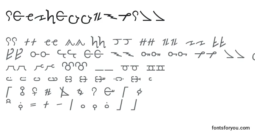 A fonte AncientThorass – alfabeto, números, caracteres especiais