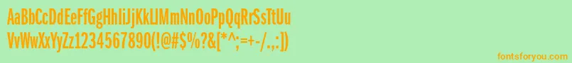 ItcfranklingothicstdDmxcp-Schriftart – Orangefarbene Schriften auf grünem Hintergrund