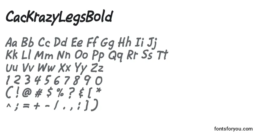 Schriftart CacKrazyLegsBold – Alphabet, Zahlen, spezielle Symbole