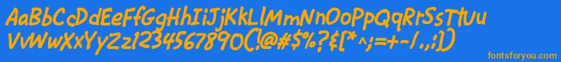 CacKrazyLegsBold Font – Orange Fonts on Blue Background