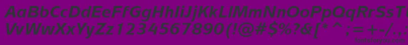 MixageBoldItalicBt-fontti – mustat fontit violetilla taustalla