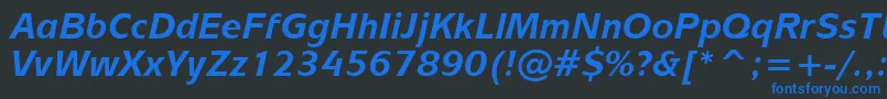 フォントMixageBoldItalicBt – 黒い背景に青い文字