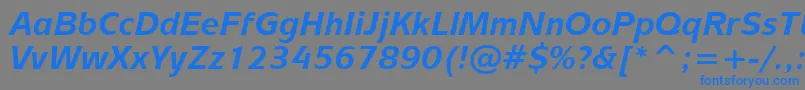 MixageBoldItalicBt-Schriftart – Blaue Schriften auf grauem Hintergrund