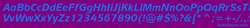 Czcionka MixageBoldItalicBt – niebieskie czcionki na fioletowym tle