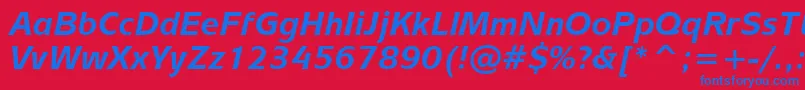 フォントMixageBoldItalicBt – 赤い背景に青い文字