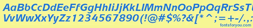 MixageBoldItalicBt-Schriftart – Blaue Schriften auf gelbem Hintergrund