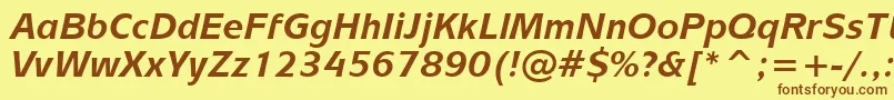 MixageBoldItalicBt-Schriftart – Braune Schriften auf gelbem Hintergrund