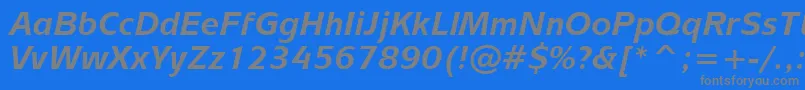 MixageBoldItalicBt-fontti – harmaat kirjasimet sinisellä taustalla