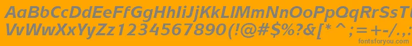 MixageBoldItalicBt-Schriftart – Graue Schriften auf orangefarbenem Hintergrund
