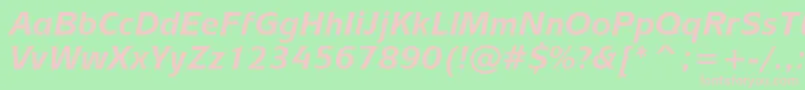 MixageBoldItalicBt-fontti – vaaleanpunaiset fontit vihreällä taustalla