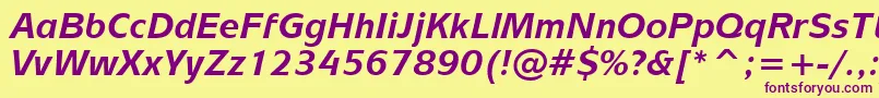 MixageBoldItalicBt-fontti – violetit fontit keltaisella taustalla