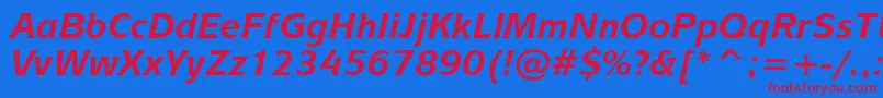フォントMixageBoldItalicBt – 赤い文字の青い背景