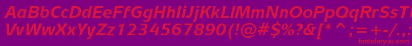 フォントMixageBoldItalicBt – 紫の背景に赤い文字