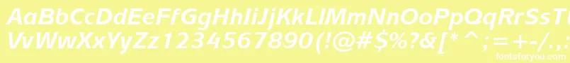 MixageBoldItalicBt-Schriftart – Weiße Schriften auf gelbem Hintergrund