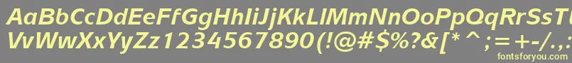 フォントMixageBoldItalicBt – 黄色のフォント、灰色の背景