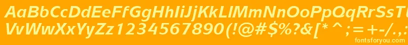Шрифт MixageBoldItalicBt – жёлтые шрифты на оранжевом фоне