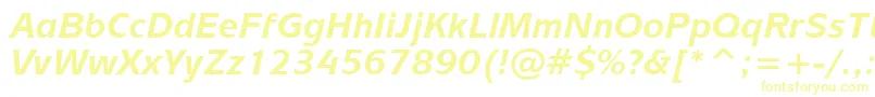 MixageBoldItalicBt-fontti – keltaiset fontit valkoisella taustalla