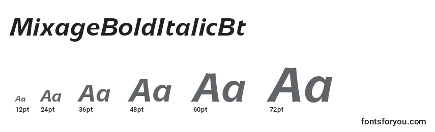 Размеры шрифта MixageBoldItalicBt
