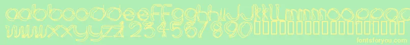 フォントAreaLinee – 黄色の文字が緑の背景にあります