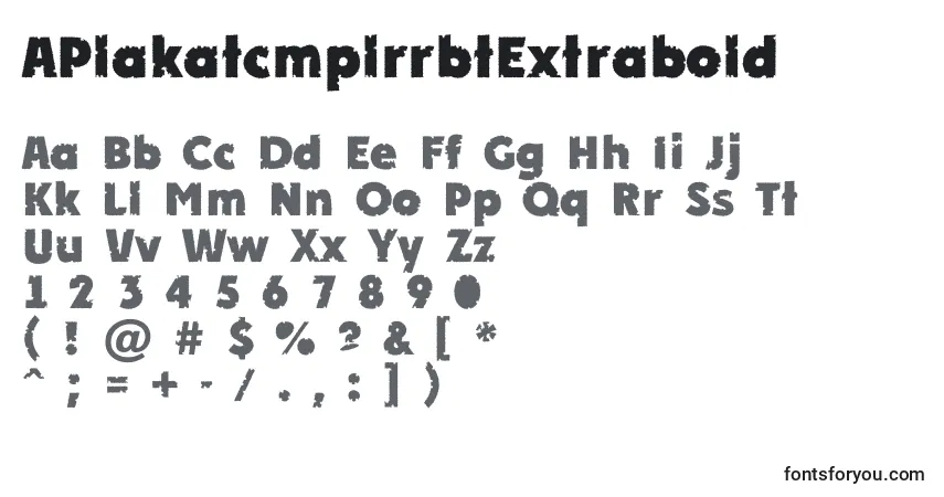 A fonte APlakatcmplrrbtExtrabold – alfabeto, números, caracteres especiais