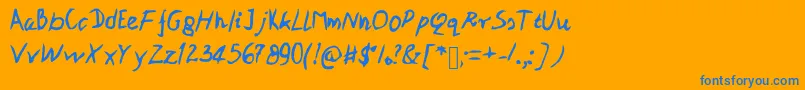 Patipe-Schriftart – Blaue Schriften auf orangefarbenem Hintergrund