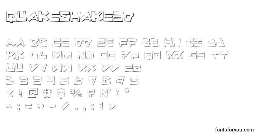 QuakeShake3D-fontti – aakkoset, numerot, erikoismerkit