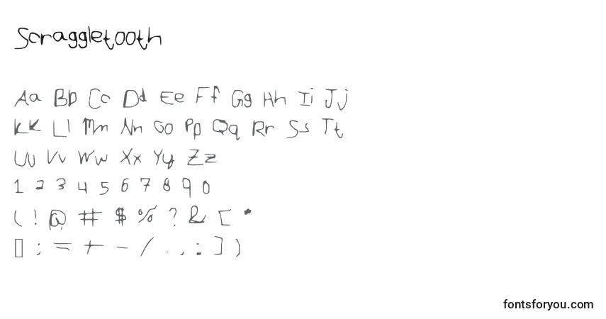 Fuente Scraggletooth - alfabeto, números, caracteres especiales